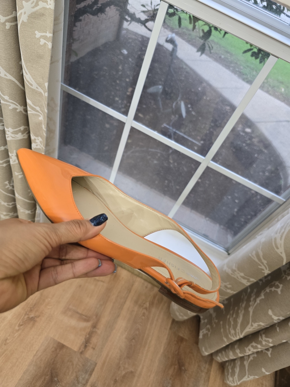 Marc Fisher Orange Patent Pointed Slingback Flats - Picture 11 of 11
